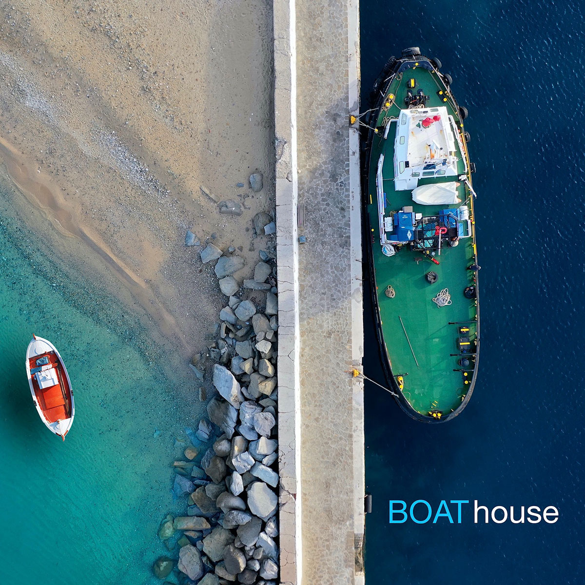Aerial,Top,Down,Photo,Of,Traditional,Fishing,Boat,In,Small
